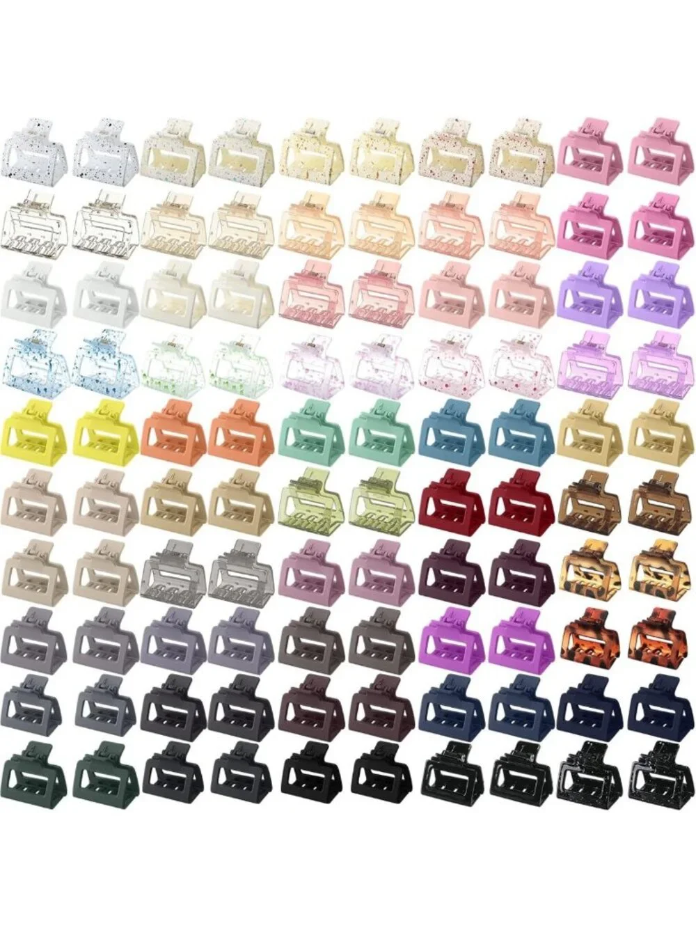 100 Pcs Medium Matte Claw Hair Clips - Nonslip Square Styling Accessories for